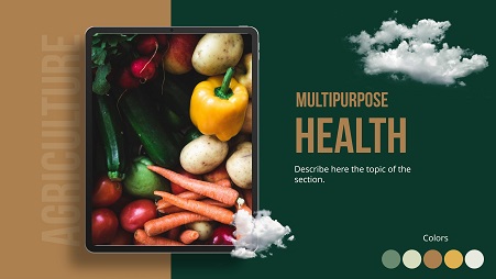 Minimalist Health and Food Presentation Template in Green, Brown, and Yellow
