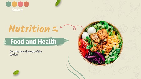 Green, Pink and Orange Nutrition PowerPoint Presentation Template - Food and Health